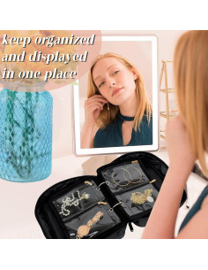 Organizador de Joyería de Viaje LingLingo Negro 24 Bolsitas 2