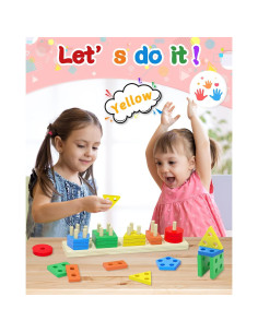 Juguete Montessori Yetonamr de Clasificación y Apilamiento 20 Piezas 2