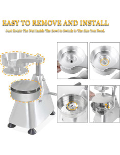 Prensa de Hamburguesas Comercial CTJ 3-en-1 Acero Inoxidable 4-6" 2