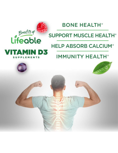 Gomas de Vitamina D Sin Azúcar Lifeable 5000 UI 90 Gomas