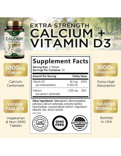 Suplemento de Calcio 1200 mg con Vitamina D3 Nature's Nutrition - 60 Tabletas 2