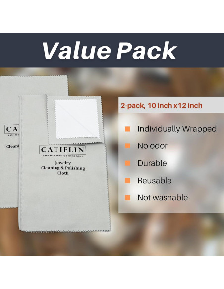 Paño de Limpieza de Joyería CATFILIN 2 Piezas 100% Algodón