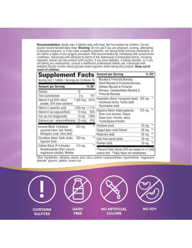 Tabletas Inmunológicas Nature's Way 90 Unidades Vitaminas A, C, D, Zinc