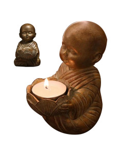 Soporte para Velas Monje Zen Buda Hapivida Resina 15x12x10cm
