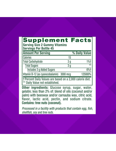 Gomas de Vitamina B12 Vitafusion 90 Unidades Sabor Cereza