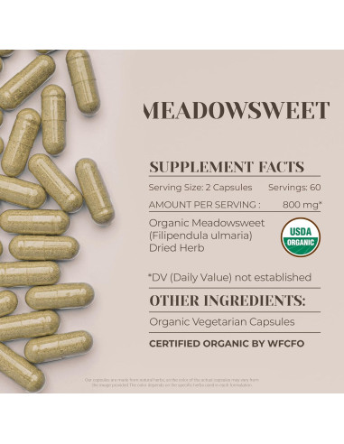 Cápsulas de Meadowsweet Garden Organics 120 unidades - Suplemento Herbal