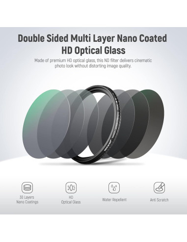 Filtro ND Variable NEEWER 37mm HD 1-5 Pasos Anti Rayones