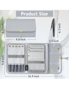 Organizador de Joyería MATEIN Gris, Estuche Portátil Impermeable 2