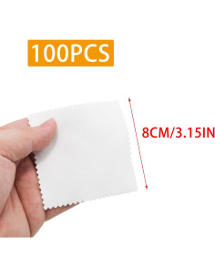 100 Paños de Limpieza de Joyería JAKOUE - 7.6x7.6cm Blancos 2