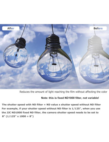 Filtro ND JJC 40.5mm ND1000 Fijo 10 Paradas para Cámaras Sony