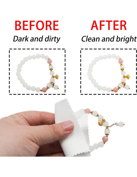 100 Paños de Limpieza de Joyería JAKOUE - 7.6x7.6cm Blancos