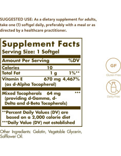 Solgar Vitamina E 670 mg 100 Gelatinas Blandas Antioxidante 2