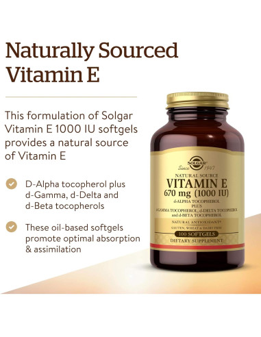 Solgar Vitamina E 670 mg 100 Gelatinas Blandas Antioxidante
