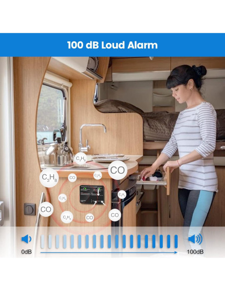 Detector de Monóxido de Carbono y Gas Propano Briidea 12V