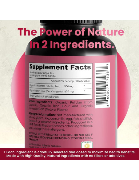 Cápsulas de Musgo Marino Irlandés Premium con Remolacha - 120 ct
