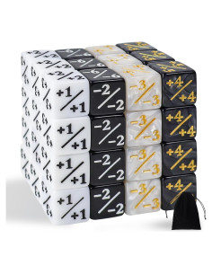 48 Dados Contadores MTG D6 Acrílico Negro y Blanco