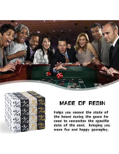 48 Dados Contadores MTG D6 Acrílico Negro y Blanco