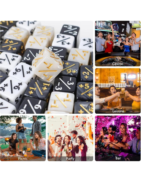 48 Dados Contadores MTG D6 Acrílico Negro y Blanco