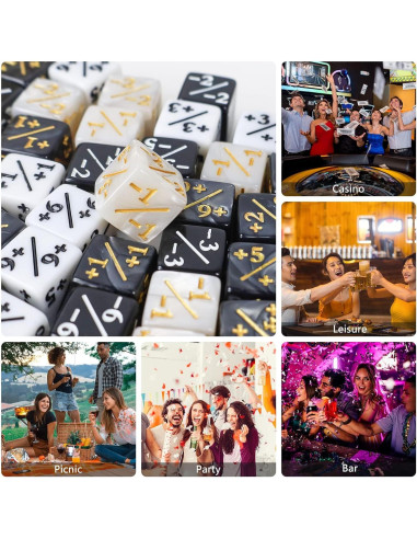 48 Dados Contadores MTG D6 Acrílico Negro y Blanco