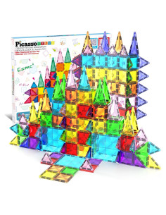 PicassoTiles 60 Piezas Azulejos Magnéticos Portátiles Juguete STEM