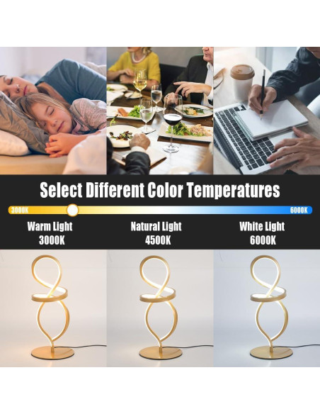 Lámpara de Mesa Regulable YLTLINK Dorada 40cm 15W 3 Colores