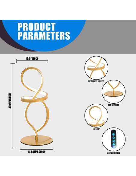 Lámpara de Mesa Regulable YLTLINK Dorada 40cm 15W 3 Colores
