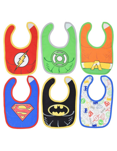 Baberos para Bebés Warner Bros. Liga de la Justicia 6 Piezas