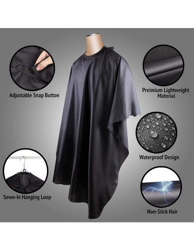 Capa de Barbero Delkinz Impermeable Unisex con Cierre Ajustable