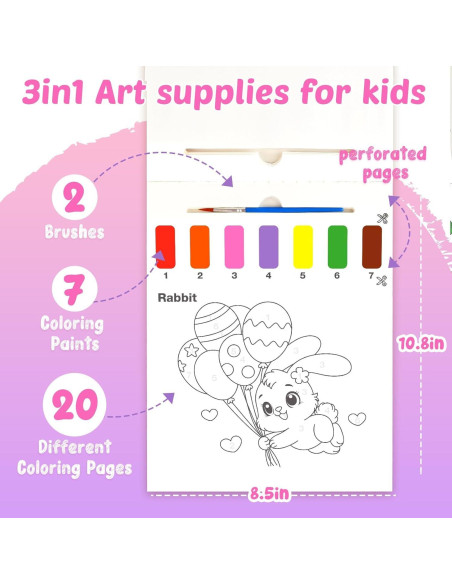 FEREDO KIDS Libro de Pintura Acuarela Unicornio 25.4x17.8cm