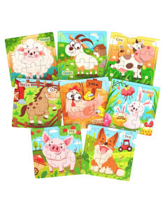 Rompecabezas de Madera para Niños Zeoddler - 8 Animales de Granja