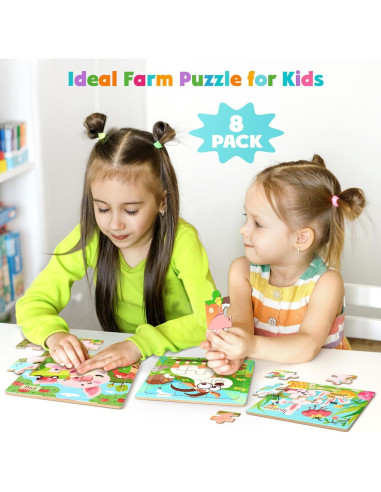 Rompecabezas de Madera para Niños Zeoddler - 8 Animales de Granja