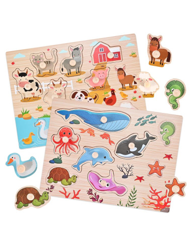 Rompecabezas de Clavos de Madera Wooderma para Niños 1-3 Años