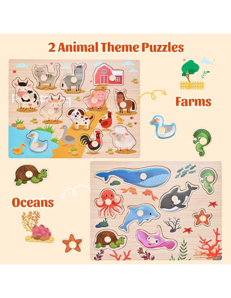 Rompecabezas de Clavos de Madera Wooderma para Niños 1-3 Años