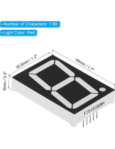 Pantalla LED Digital 1 Bit PATIKIL Roja 3.6V Paquete de 5 2