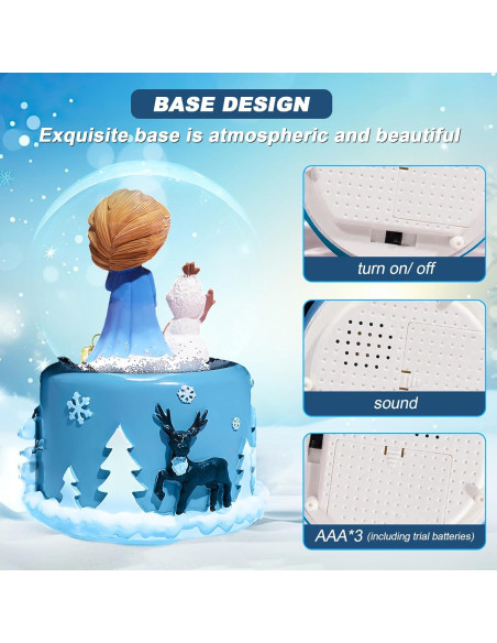 Globo de Nieve Musical UNIMIW 8cm Princesa con Luces LED