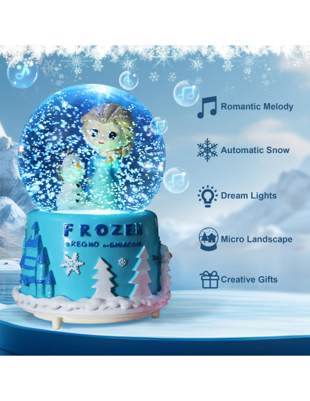 Globo de Nieve Musical UNIMIW 8cm Princesa con Luces LED