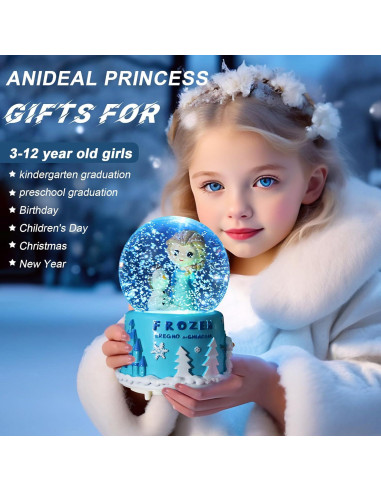 Globo de Nieve Musical UNIMIW 8cm Princesa con Luces LED