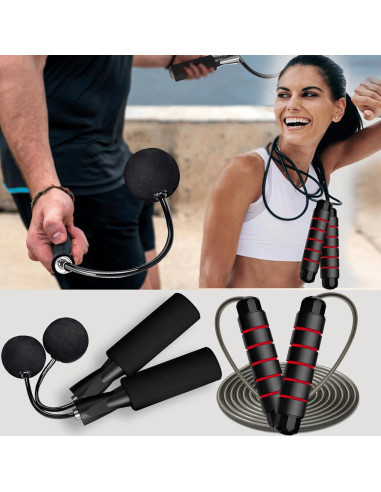 Cuerda de Saltar Enouke Ajustable con y Sin Cuerda - 2 Paquetes