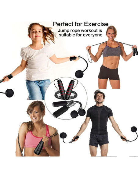 Cuerda de Saltar Enouke Ajustable con y Sin Cuerda - 2 Paquetes