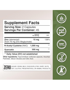 Suplemento Gade Nutrition NAC Quercetina Zinc 60 Cápsulas 2