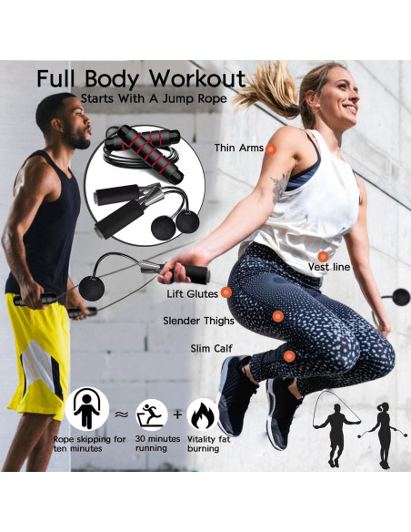 Cuerda de Saltar Enouke Ajustable con y Sin Cuerda - 2 Paquetes