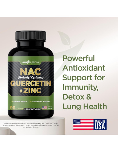 Suplemento Gade Nutrition NAC Quercetina Zinc 60 Cápsulas
