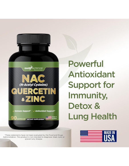 Suplemento Gade Nutrition NAC Quercetina Zinc 60 Cápsulas