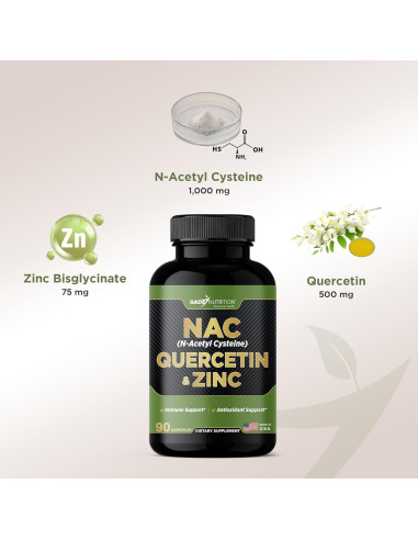 Suplemento Gade Nutrition NAC Quercetina Zinc 60 Cápsulas