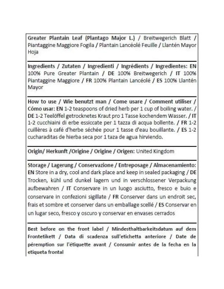 Té Herbal Hoja de Plátano Mayor Orgánica Shender 50g