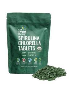 Tabletas de Spirulina y Chlorella Orgánica On Target Living 1000 Uds