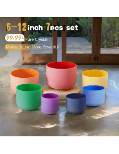 Juego de 7 Tazones de Cuarzo 15-30 cm CVNC para Meditación 2