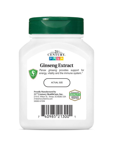Extracto de Ginseng 21st Century Cápsulas Veganas 60 Unidades
