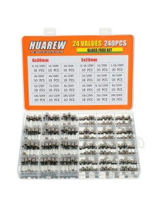 Kit de Fusibles de Vidrio HUAREW 240 Pcs 250V 5x20mm y 6x30mm
