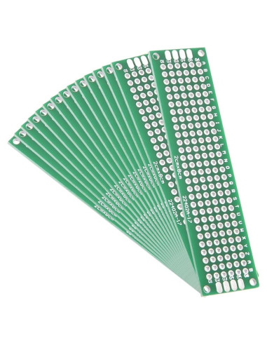 Placa PCB Doble Cara 15pcs 2x8cm uxcell para Proyectos Electrónicos